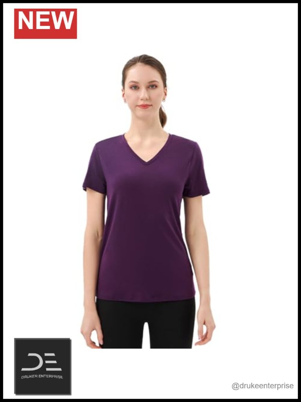 100% Merino Wool V Neck T-Shirt Short Sleeve Base Layer Odor Resistant Hiking